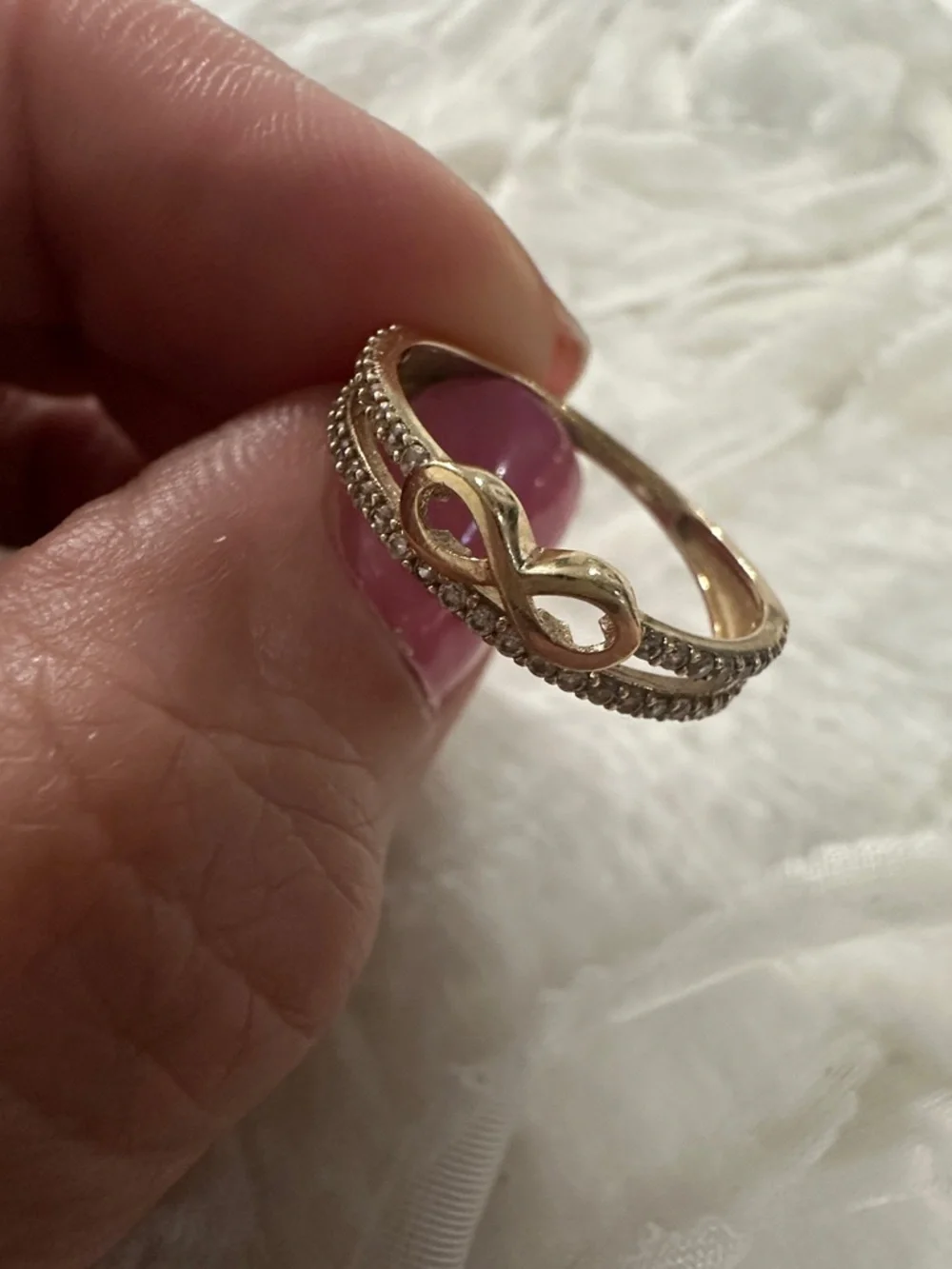 Delicate Infinity Stackable Ring - Real 14K Gold Size 7 - Picture 5 of 7